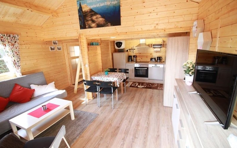 Blockbohlenhaus Plau am See Wohnzimmer