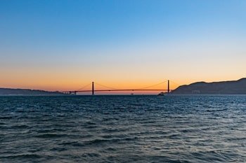Blick Golden Gate Bridge von Alcatraz